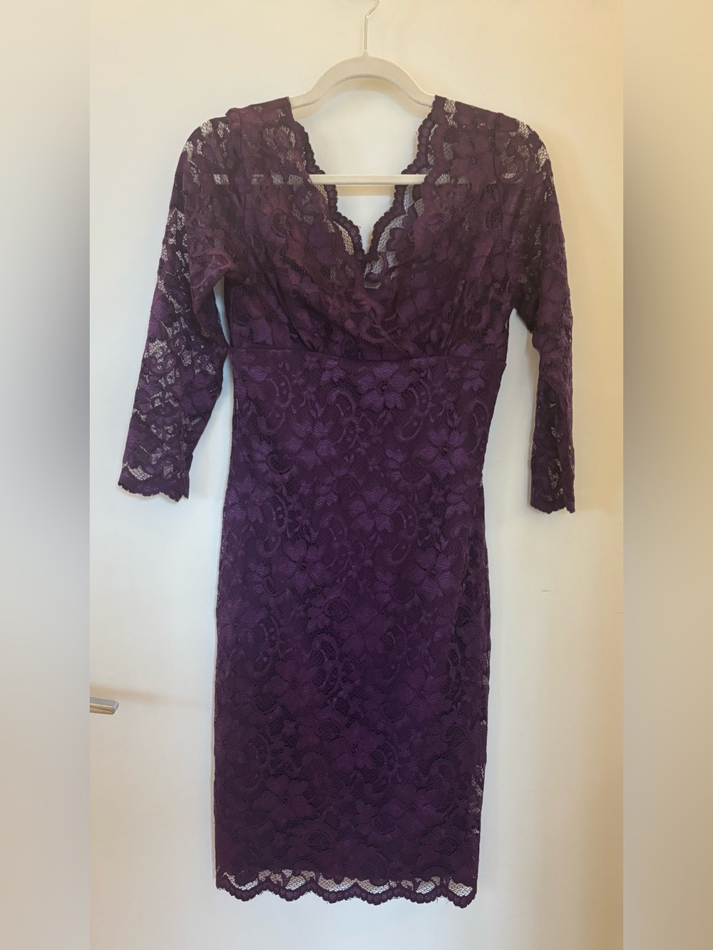 Marina Plum Purple Floral Lace Midi Dress Size 6